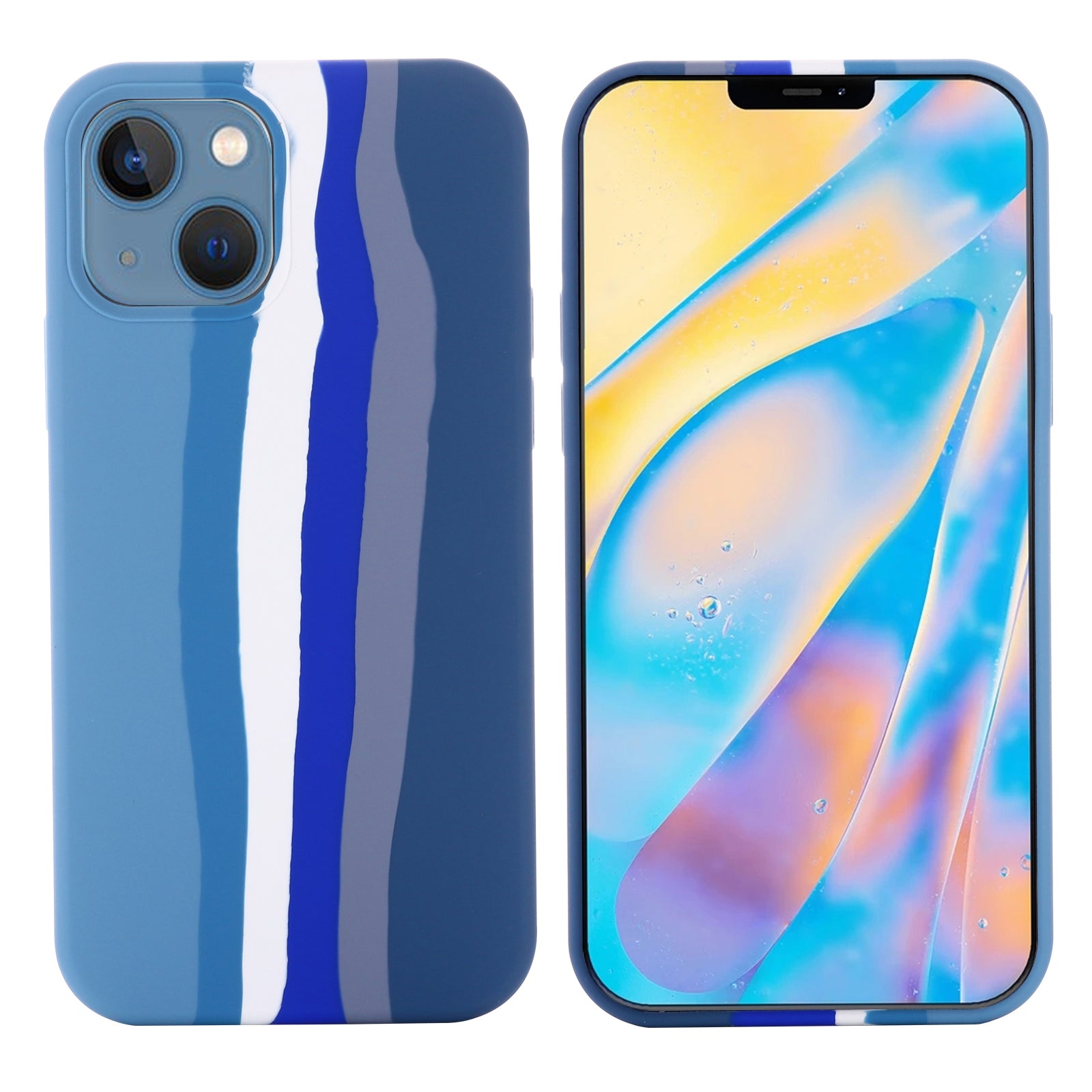 For iPhone 15 Plus Rainbow Rubberized Liquid Silicone PC Back Cover Fiber Lining Phone Case For iPhone 15 Plus Rainbow Rubberized Liquid Silicone PC Back Cover Fiber Lining Phone Case